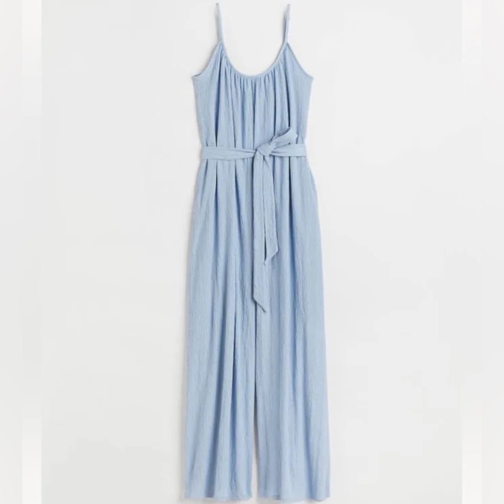 H&M tie belt, wide leg jump suit
